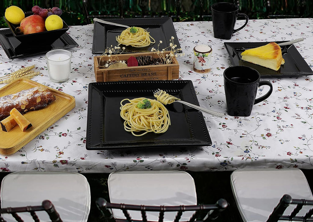 16 Piece Black Stoneware Dinnerware Set D759564