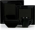 16 Piece Black Stoneware Dinnerware Set D759564