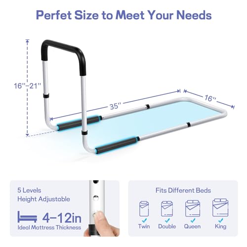 Adjustable Bed Assist Rails with Foam Handle & Double Side Storage Bag B64645
