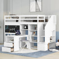 Twin Size Solid Wood Loft Bed with Stairs and Desk M3482