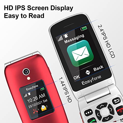 4G Flip Cell Phone with Big Button, SOS Emergency Button, SIM Card Included and Charging Dock L22674