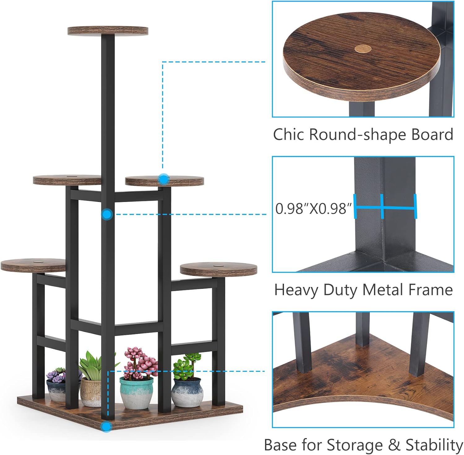 6 Tiered Corner Plant Stand Rustic Brown M98241