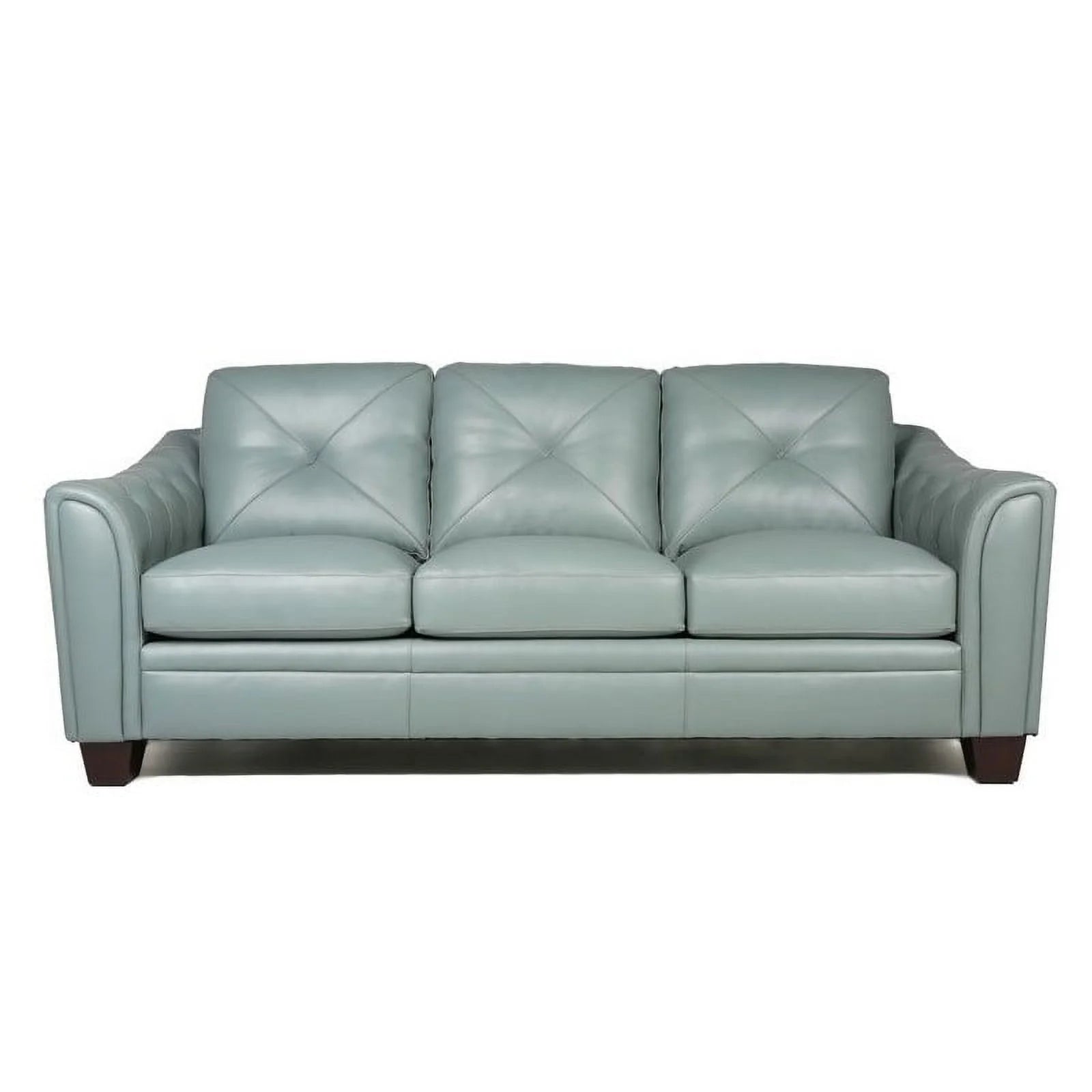 Spa Green Leather Tufted Back Sofa F193