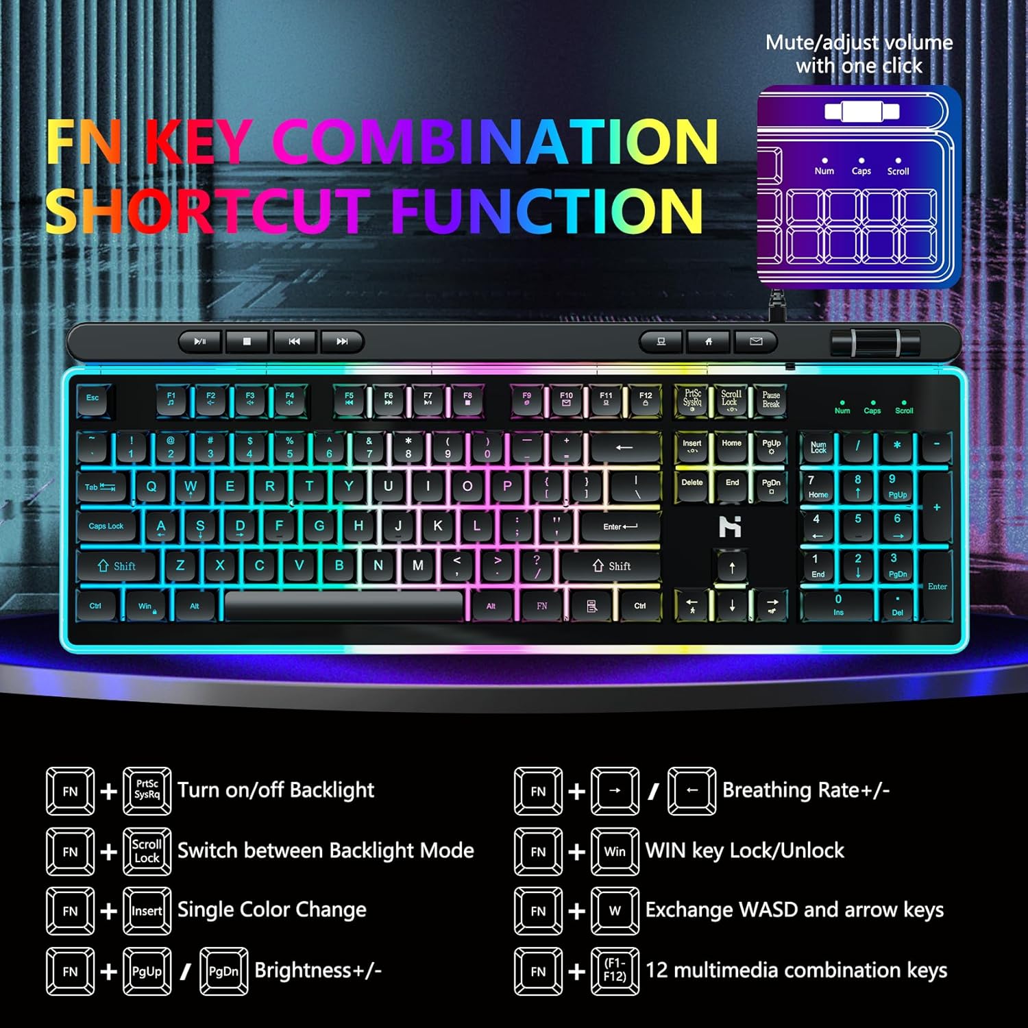 104 Keys RGB Backlit Wired Gaming Keyboard and Mouse Combo L9192