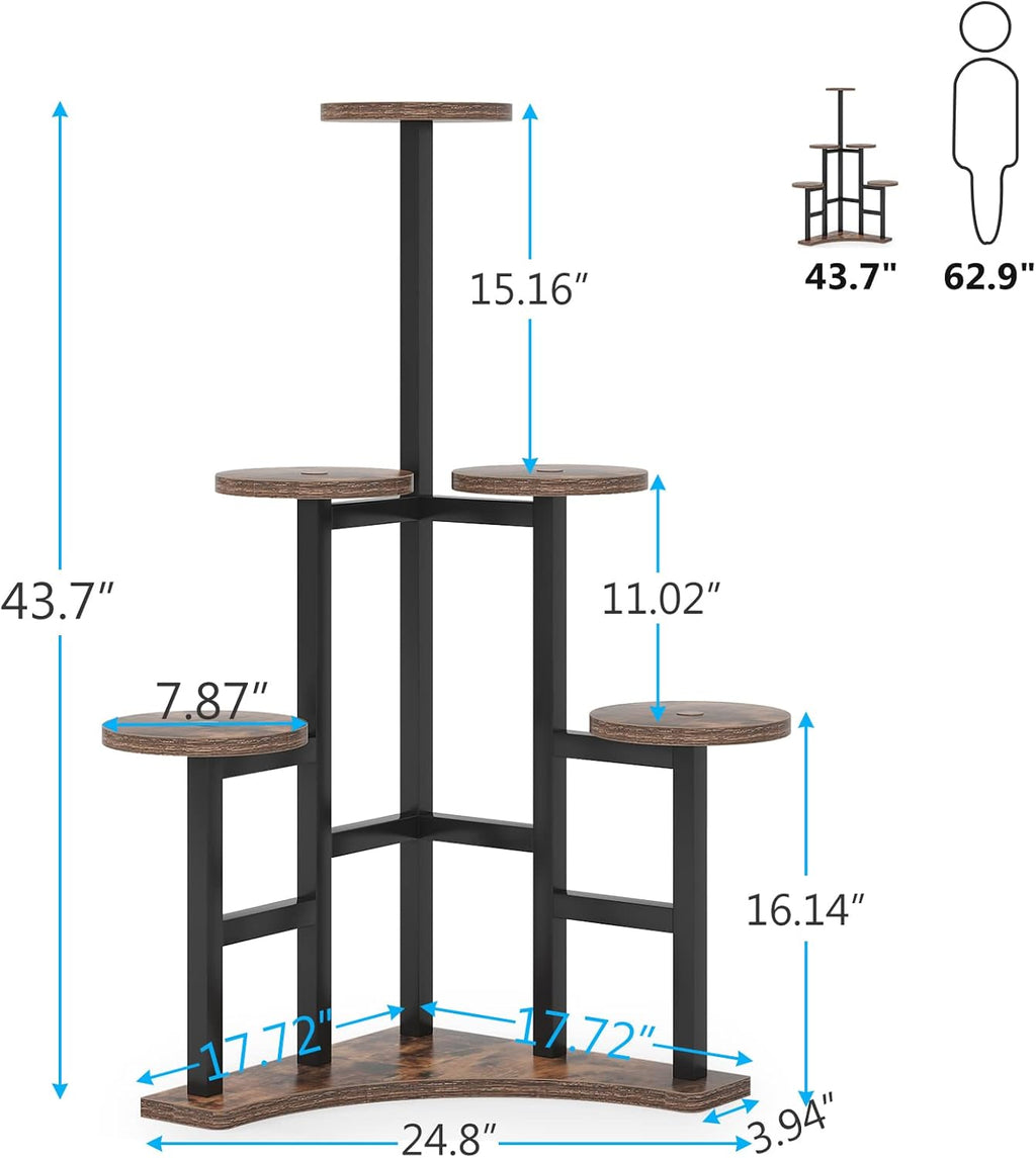 6 Tiered Corner Plant Stand Rustic Brown M98241