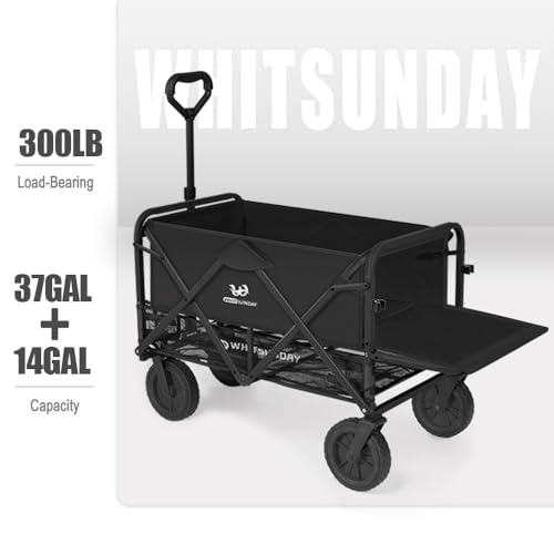 Collapsible Double Decker Wagon with All-Terrain Big Wheels Black I744710
