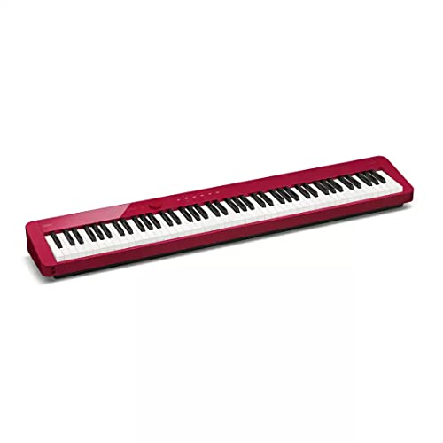Red Digital Piano Bundle with Furniture Stand, Sustain Pedal, Bench, Instructional Book, DVD, Polishing Cloth X153
