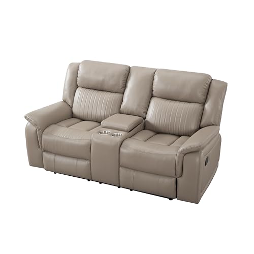 Double Recliner Sofa with Pillow Top Armrest and Storage O663