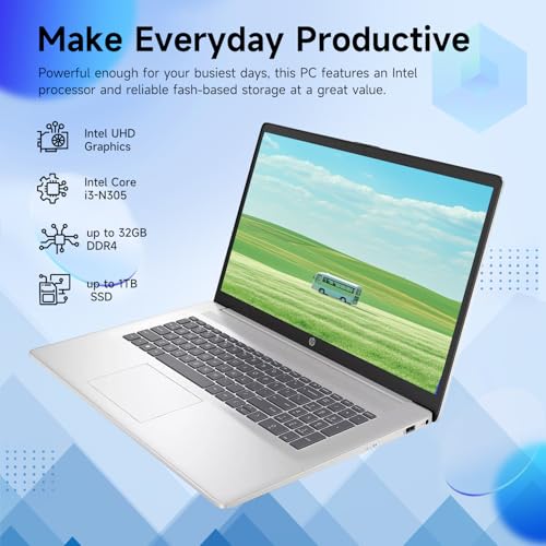 17.3" Touchscreen Laptop, Intel Core i3-N305, 32GB RAM, 128GB eMMC + 1TB SSD, Silver L103327