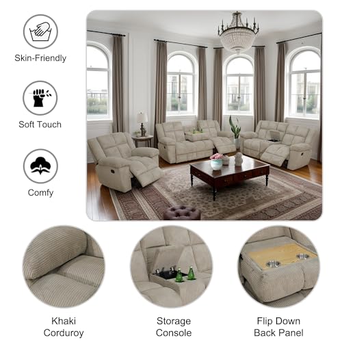 3 Pieces Corduroy Recliner Sofa Set L26270