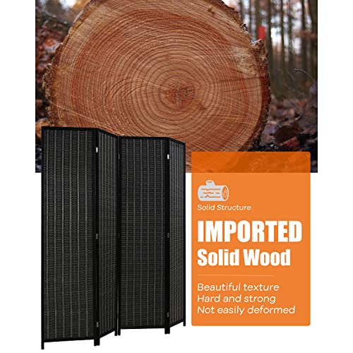 Black 4 Panel Bamboo Room Divider L80359