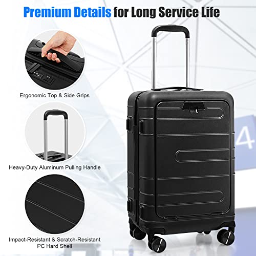 20 Inch PC Hardside Carry On Luggage with Front Pocket K2034