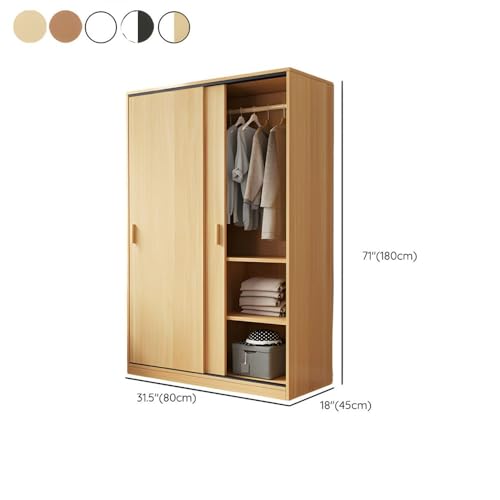 Solid Wood Wardrobe Closet Armoire Sliding Door Storage Cabinet 63" L x 18" W x 71" H V6546