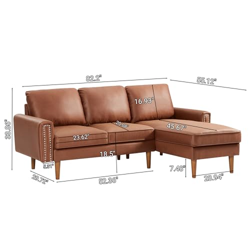 Brown Suede Fabric Convertible Sectional Sofa with Reversible Chaise P4200