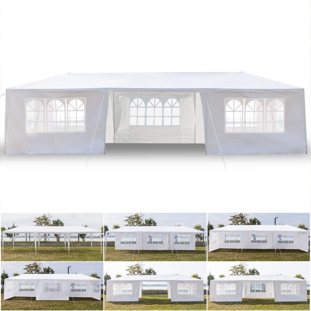 White 10'x30' Outdoor Canopy Tent with 7 Removable Walls A857942