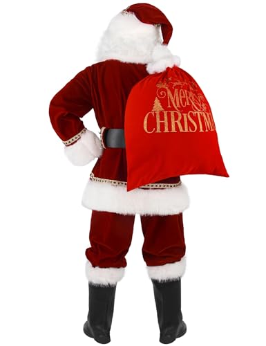 11 Pcs Deluxe Velvet Santa Claus Costume Set F254417