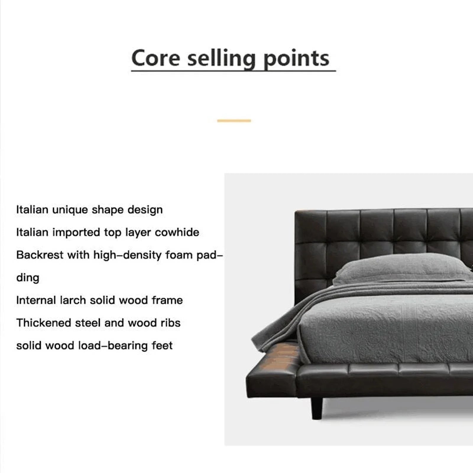 King Size Bed Frame Black Leather Wooden M781529