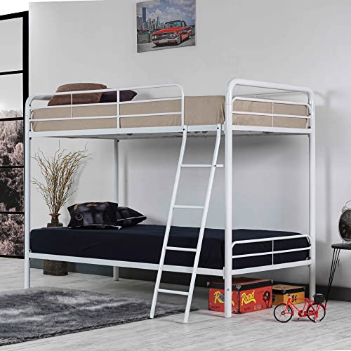 Twin Over Twin Metal Bunk Bed in Black E237