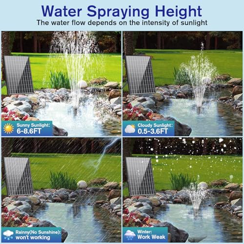 30W Solar Pond Pump 430GPH with Diverter Valve & 6.6 FT Tubing H250829