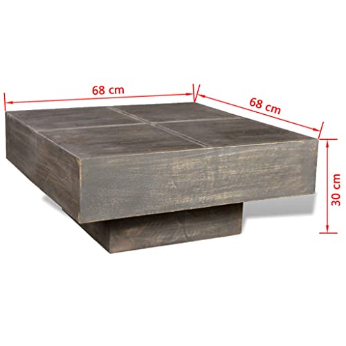 Dark Brown Square Solid Mango Wood Coffee Table U995