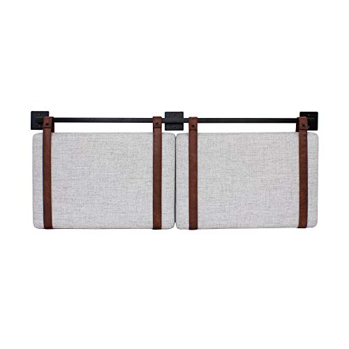 Queen Brown Faux Leather Wall Mount Hanging Headboard U506110