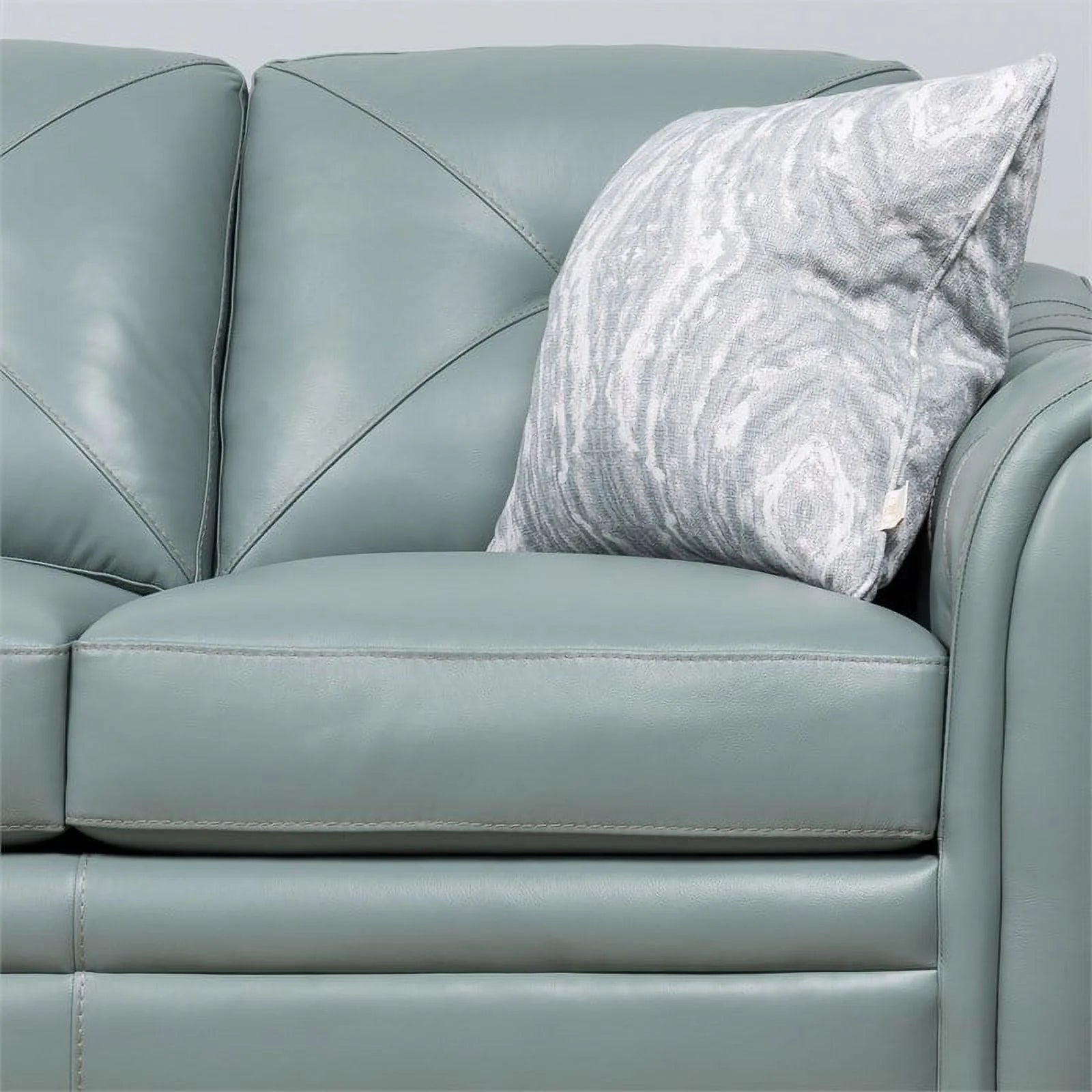 Spa Green Leather Tufted Back Sofa F193