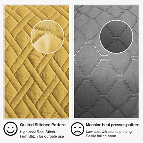 King Size Beige Microfiber Quilted Bedspread N63896