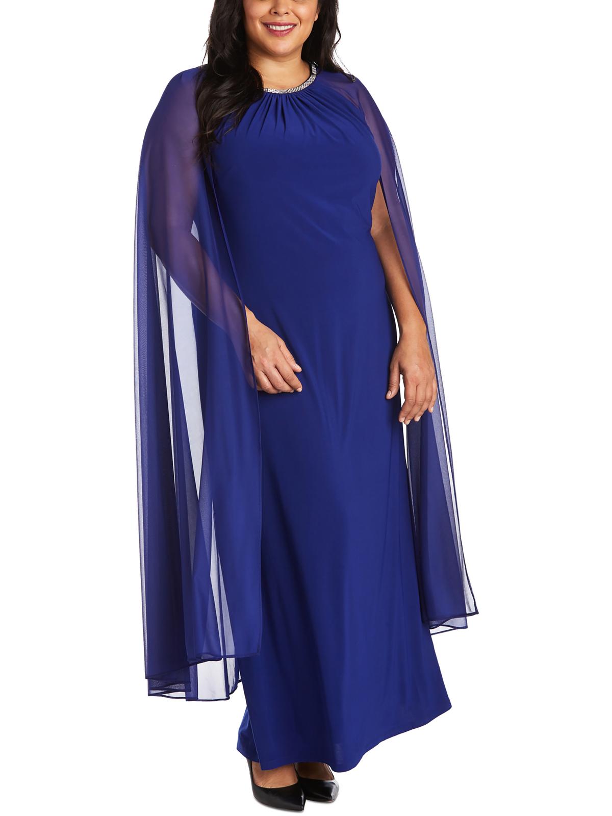 Women Plus Rhinestone Cape Sleeve Sheath Dress L750