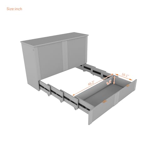 Gray Wood Murphy Bed with Storage Drawers N1485