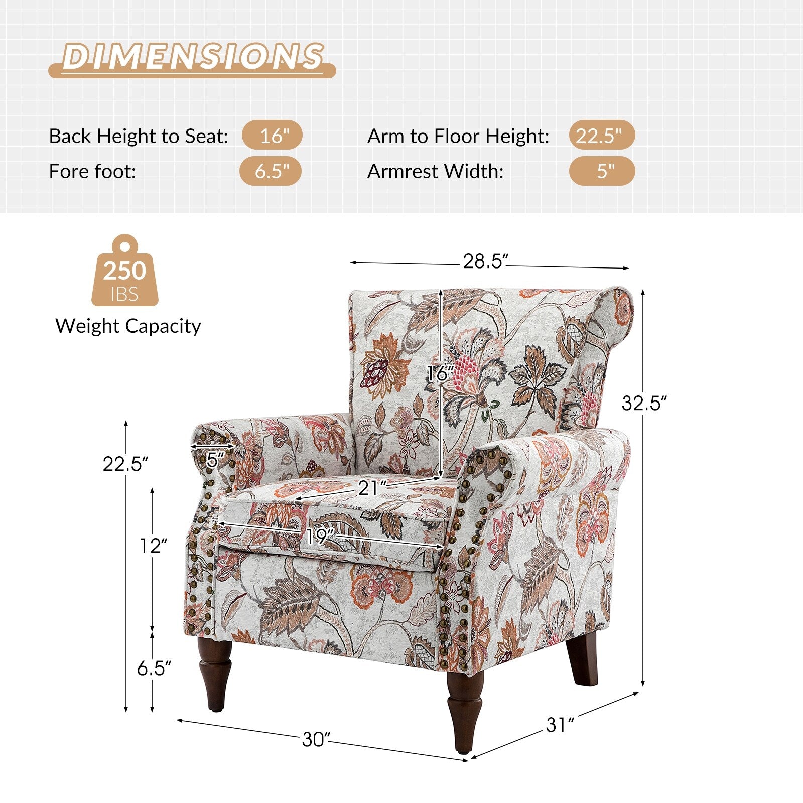 Pink Floral Accent Armchair C872