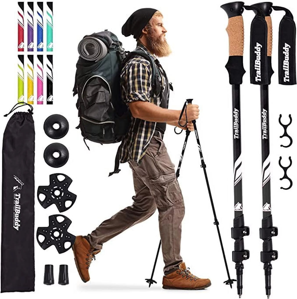 Lightweight Aluminum Trekking Poles, Adjustable 24.5 to 54 in. (Black) A1759