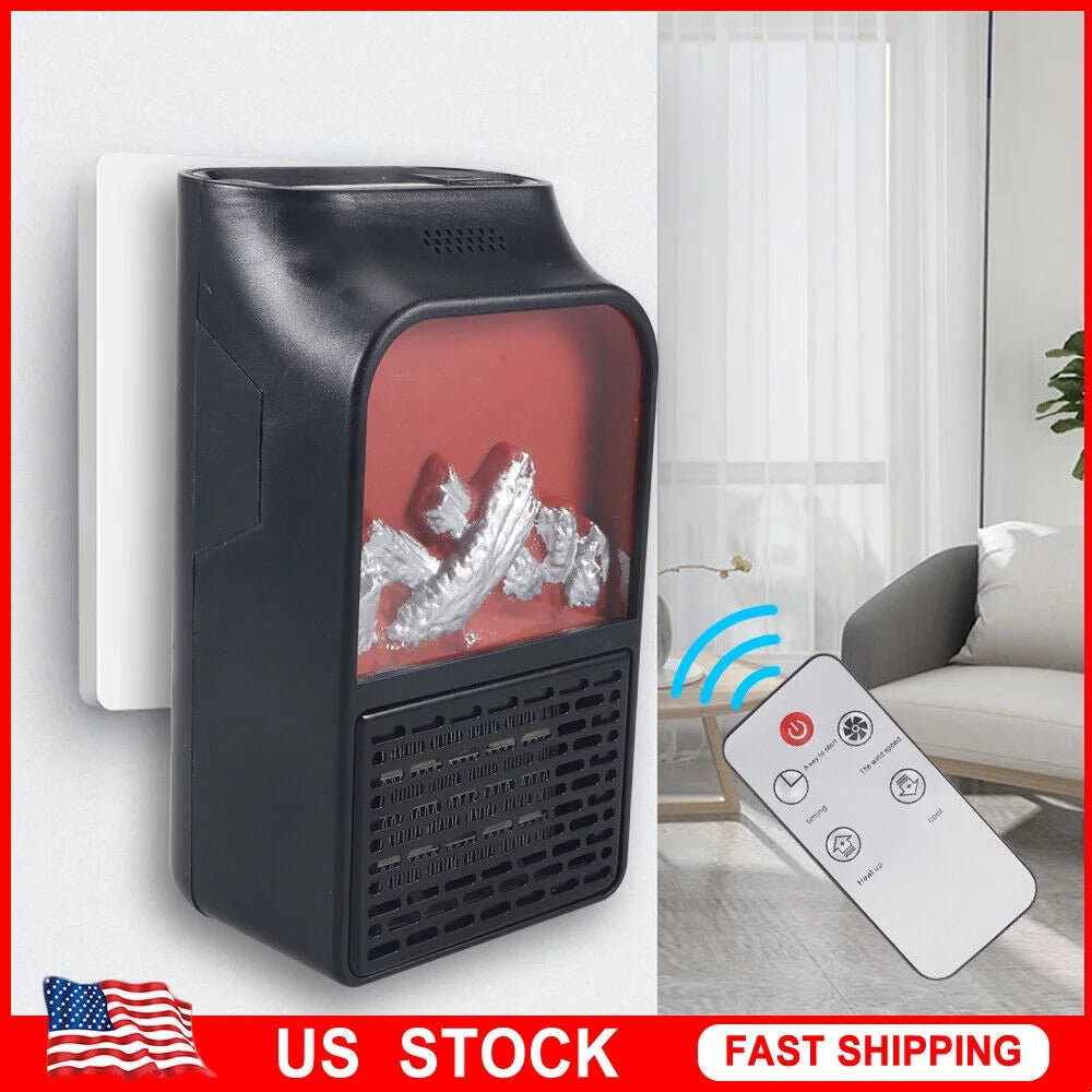 Compact Plug-in Wall Outlet Heater with Timer and Remote Control I9561