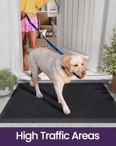 Heavy Duty Non-Slip Rubber Entry Mat, 24x36, Black P8830