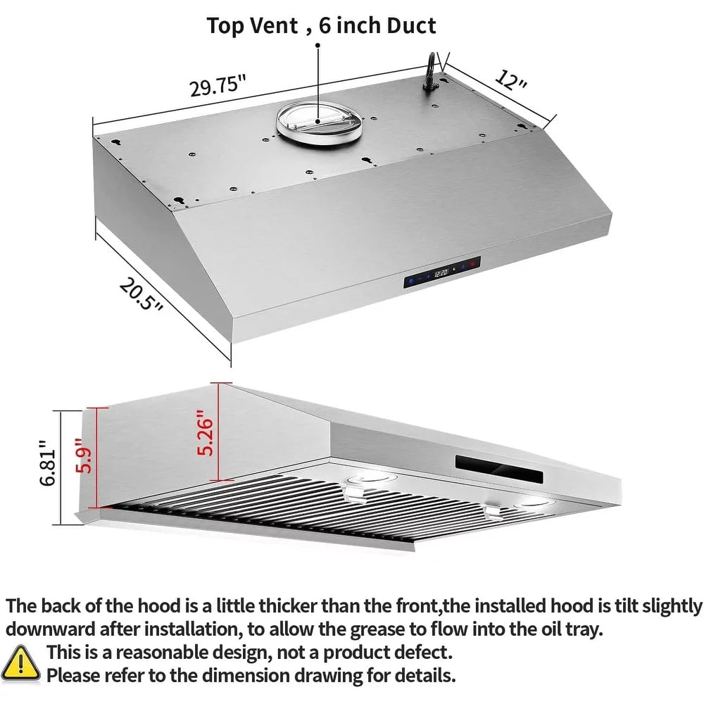 30 inch Stainless Steel Under Cabinet Range Hood with Dual Motors 600 CFM Q813953