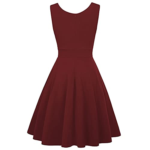 Vintage Sleeveless V-Neck Swing Dress J49289