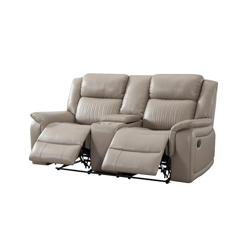 Double Recliner Sofa with Pillow Top Armrest and Storage O663