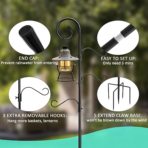76 Inch 2 Pack Shepherds Hooks with 4 Hooks and Base Z672