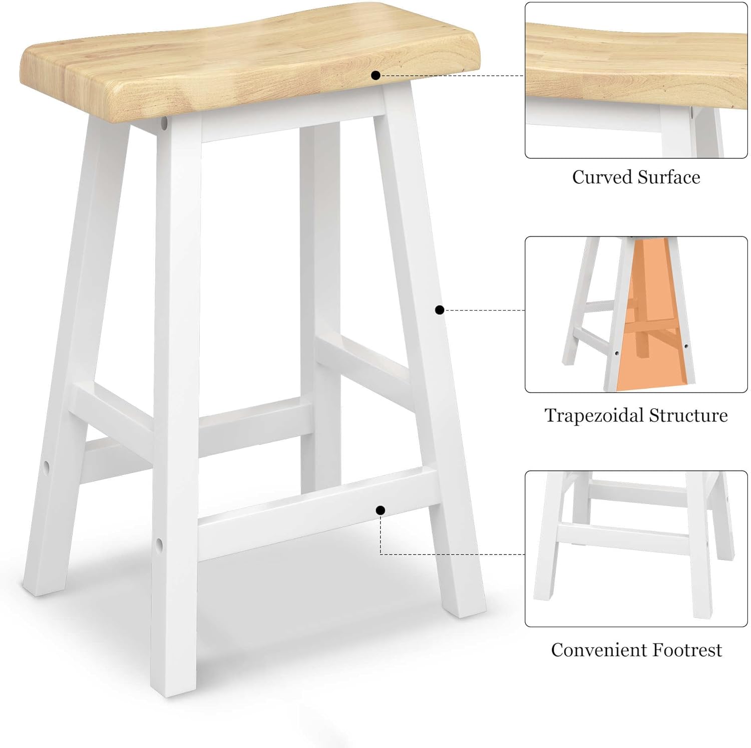 Natural Color & White Rubber Wood Bar Dining Table Set for 4 X157236