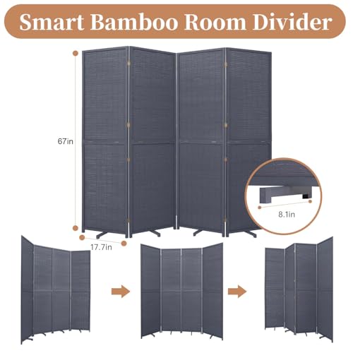 Hand-Made Bamboo 4 Panel Room Divider I6041