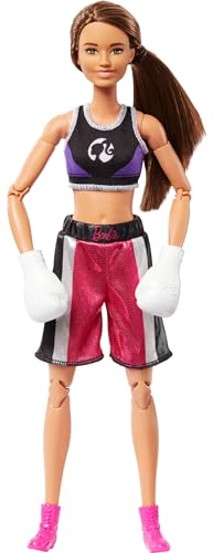 Barbie Careers Fashion Doll & Accessories, Made to Move Brunette Boxer with Boxing Gloves K77611