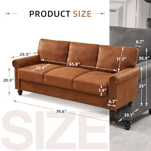 80" Sofa with Storage, Rolled Arm, Nailhead Trim B20115