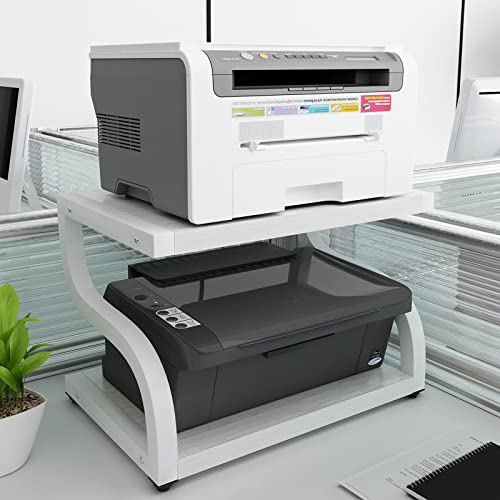 2 Tiers Wood Desktop Printer Stand with Storage P14433