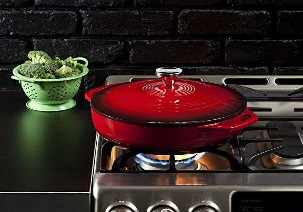 Red Enameled Cast Iron Covered Casserole W694908
