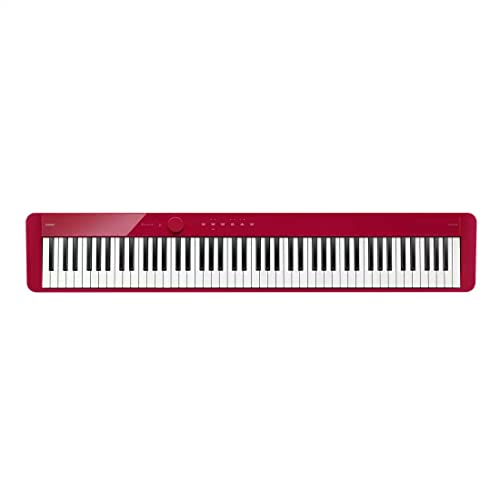 Red Digital Piano Bundle with Furniture Stand, Sustain Pedal, Bench, Instructional Book, DVD, Polishing Cloth X153