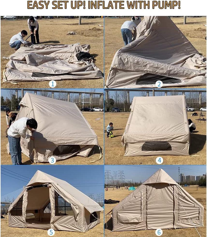 Inflatable Waterproof Oxford Cabin Tent with Mosquito Screen, 4-5 Person W3677