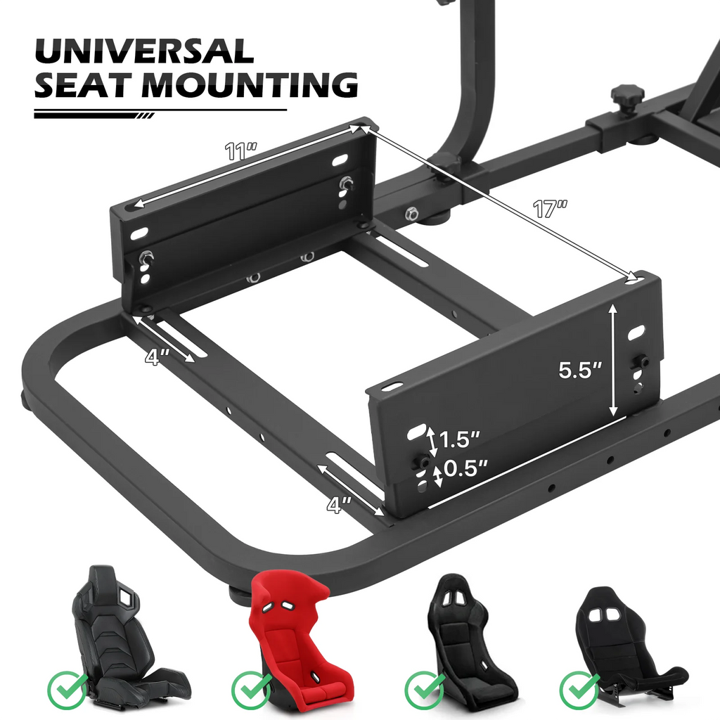 Racing Steering Wheel Stand with Racing Seat, Adjustable Slide, Red L476799