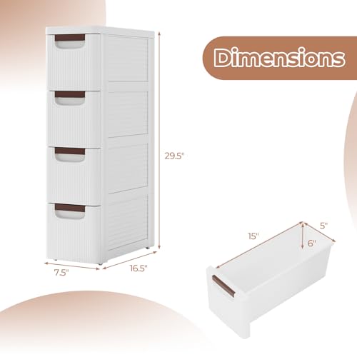 6 Drawers Narrow Plastic Rolling Utility Cart M7568
