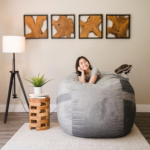 Medium Foam Filled Bean Bag Chair with Removable Cover, Collegiate Green, Durable Woven Polyester, 3 feet D32872