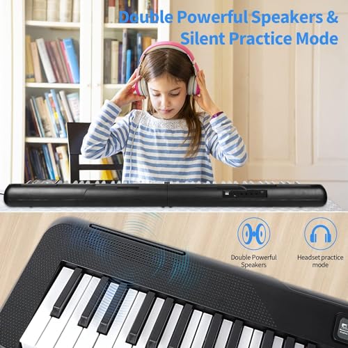 88 Key Semi Weighted Electric Digital Piano with Sustain Pedal, Power Supply, Stand, Carrying Case, Headphones J885993