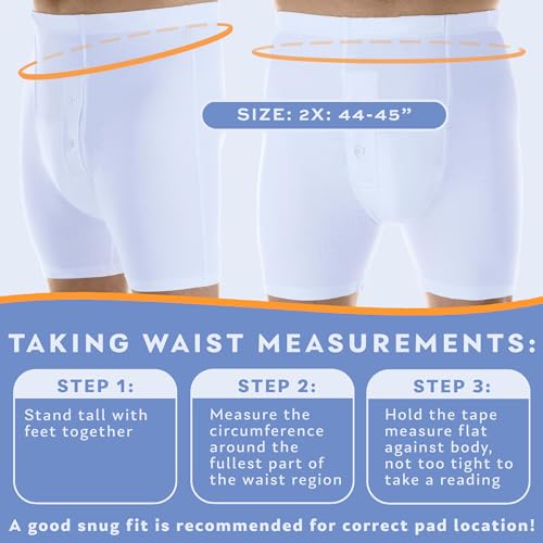 Men’s Incontinence Boxer Brief with Regular Absorbency, Reusable & Washable Leak Proof Underwear (Single Pair) L24196